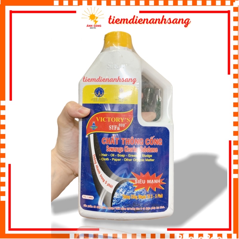Nước THÔNG CẦU, THÔNG CỐNG chuyên trị nghẹt, chống hôi bồn cầu ( Chai Lớn 1kg4) | Tiệm điện Ánh Sáng