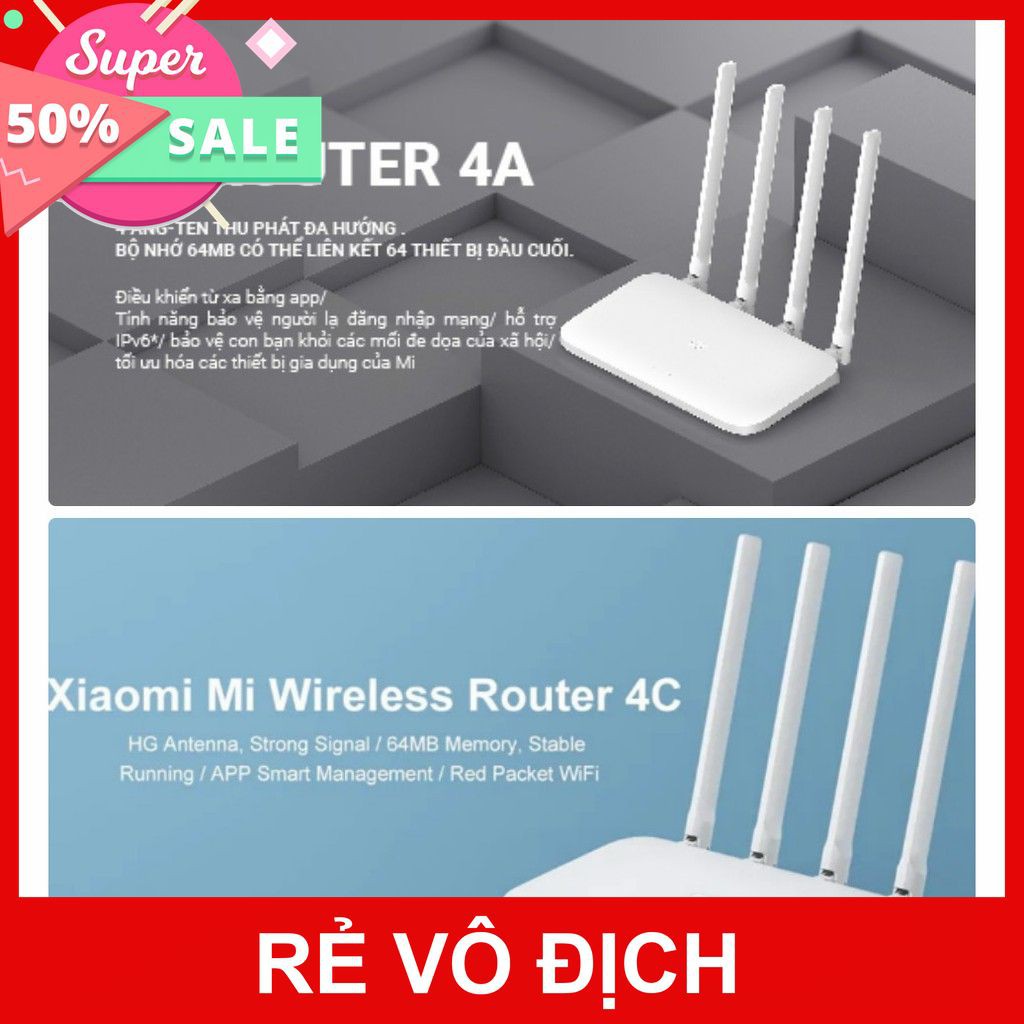 [XÃ KHO] BỘ PHÁT WIFI XIAOMI 4C (300Mbps) - 4A (1200Mbps, BĂNG TẦNG KÉP) 4 ANTEN CHÍNH HÃNG [HCM]