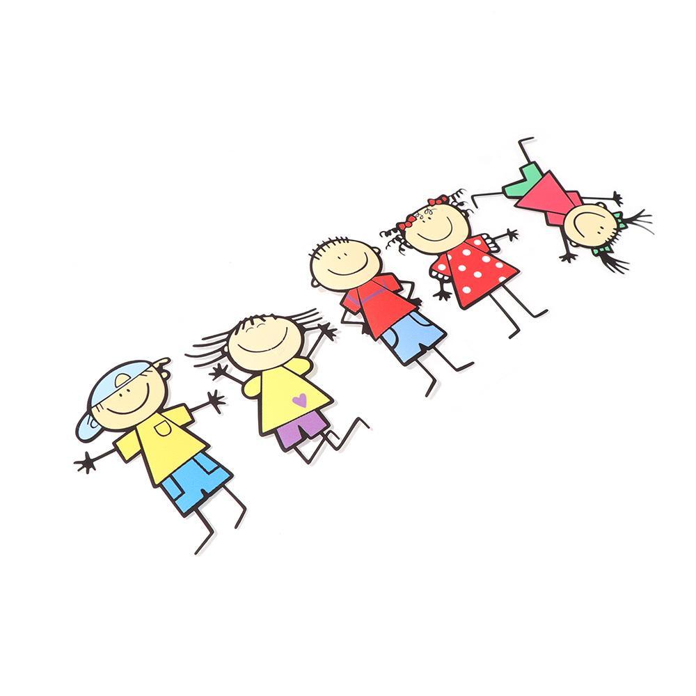 WTTLE Sticker Dán Xe Hơi Hình Gia Đình Hoạt Hình Vui Nhộn