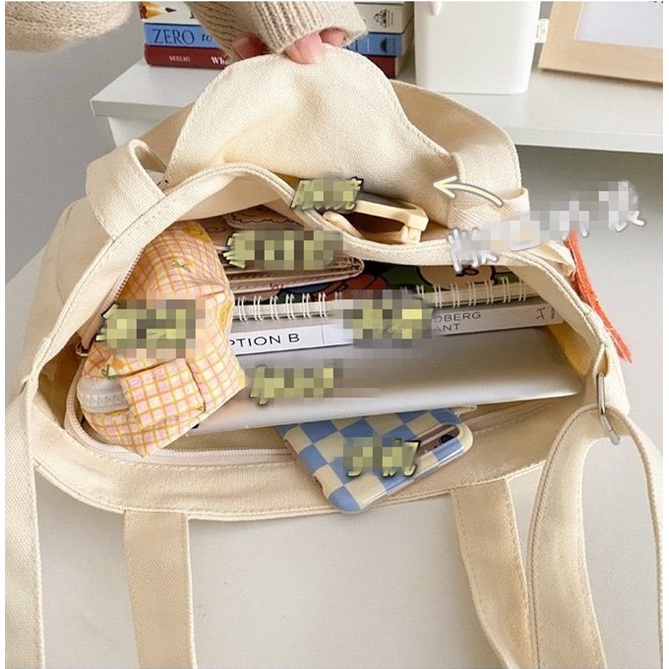 Túi Đeo Vai Bằng Vải Canvas Cỡ Lớn Phong Cách Harajuku Cá Tính