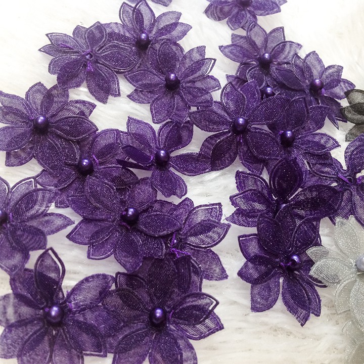 Hoa voan bông mai nhiều màu bông voan kết áo trang trí trang phục ao dài váy đầm