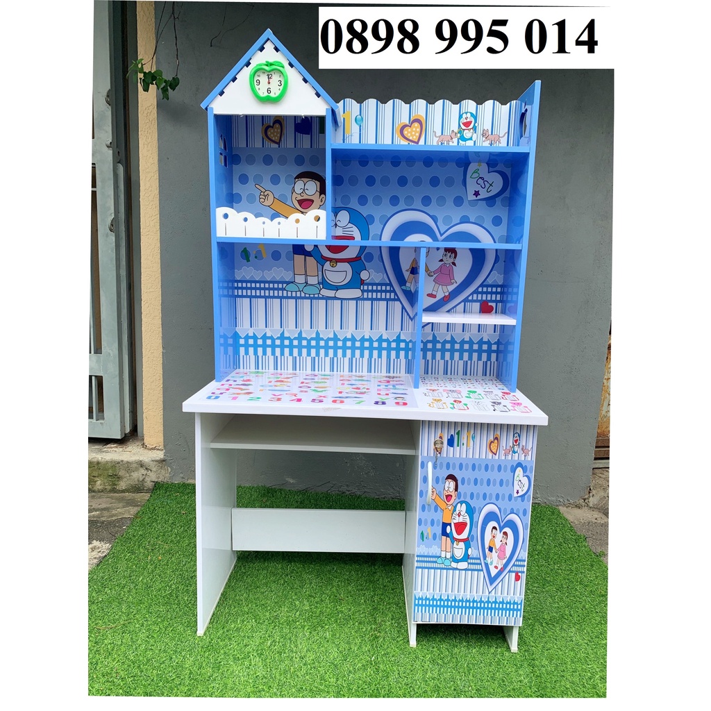 Bàn học cho bé trai màu xanh doremon - bàn học sinh nhựa, bàn trẻ em cấp 1