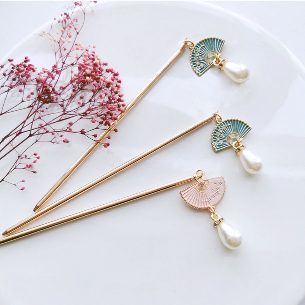 Trâm cài tóc MKEB bằng hợp kim hình quạt phối tua rua phong cách Trung Hoa cổ điển cho nữ với nhiều màu tùy chọn