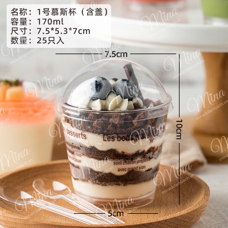 Cốc nhựa LES BON kèm nắp - 25 chiếc