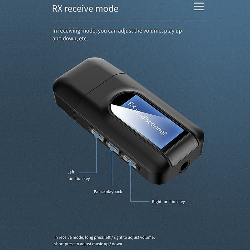 USB Thu Phát Nhạc Có Màn Hình LED Không Dây Bluetooth 5.0 BT-2IN1 Thông Minh Tiện Dụng