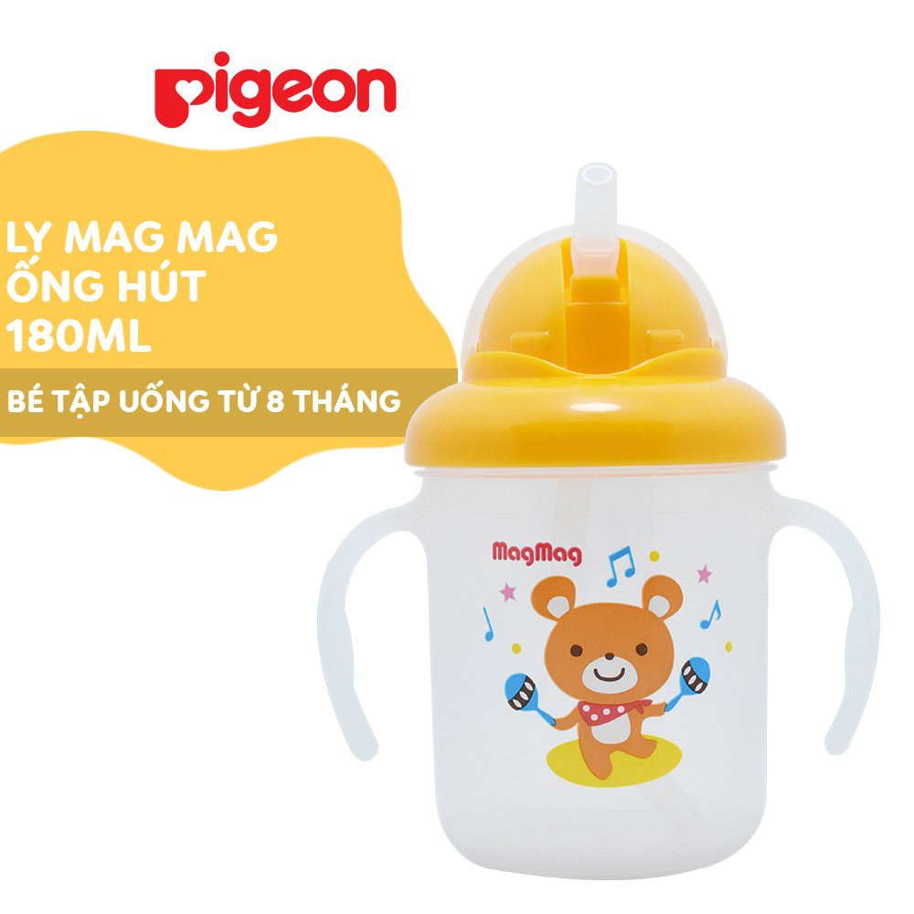 Bình tập uống nước Mag Mag ống hút cho bé 180 ml - Pigeon