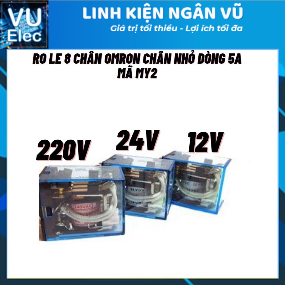 Rơ le (relay) trung gian omron MY2 12V, 24V, 220V loại 8 chân nhỏ,rlay omron