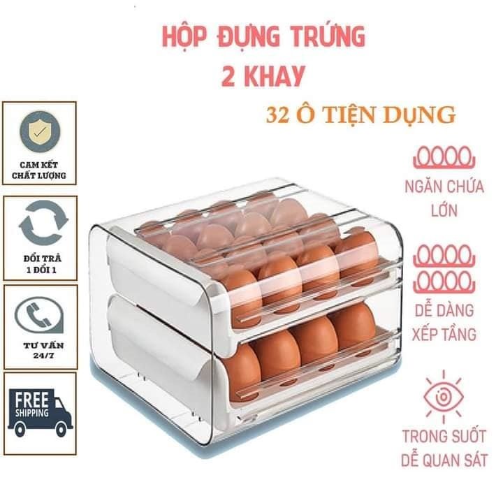 Khay đựng trứng- Khay đựng trứng 2 tầng 32 ô tiện dụng
