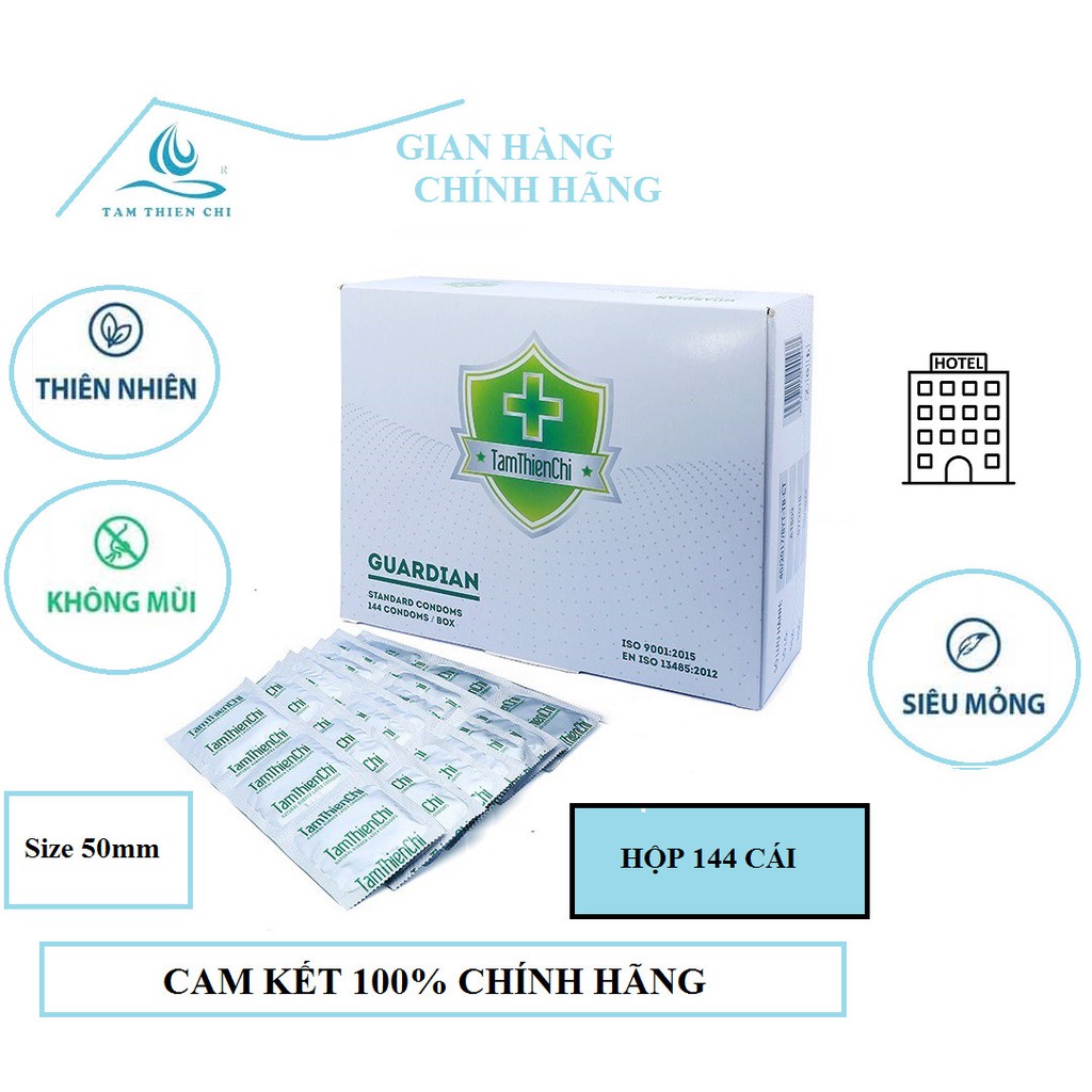 Bao cao su TamThienChi Guardian mỏng trơn hộp 144 cái