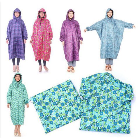 Áo Mưa Bít Vải Dù 1m4 Hoa, Sọc Caro Không Thấm Nước ( Không Xẻ Tà ) - hàng cao cấp