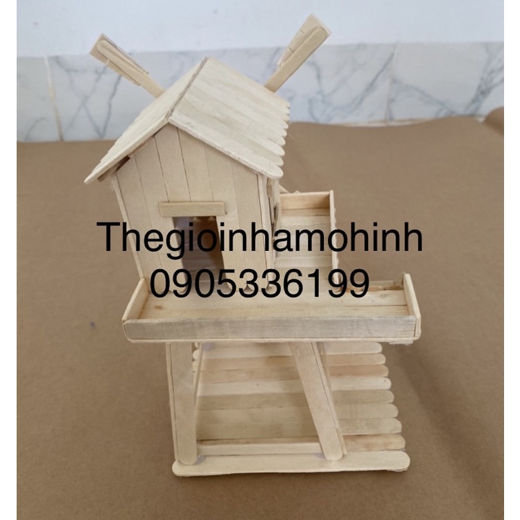 Nhà mô hình, mô hình cối xay gió, nhà que kem, que kem handmade