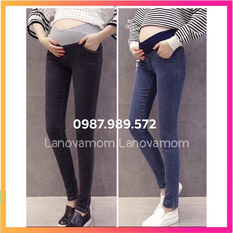 Quần bầu jeans thật cạp chéo có chun chỉnh bụng hàng đẹp (kèm ảnh thật)