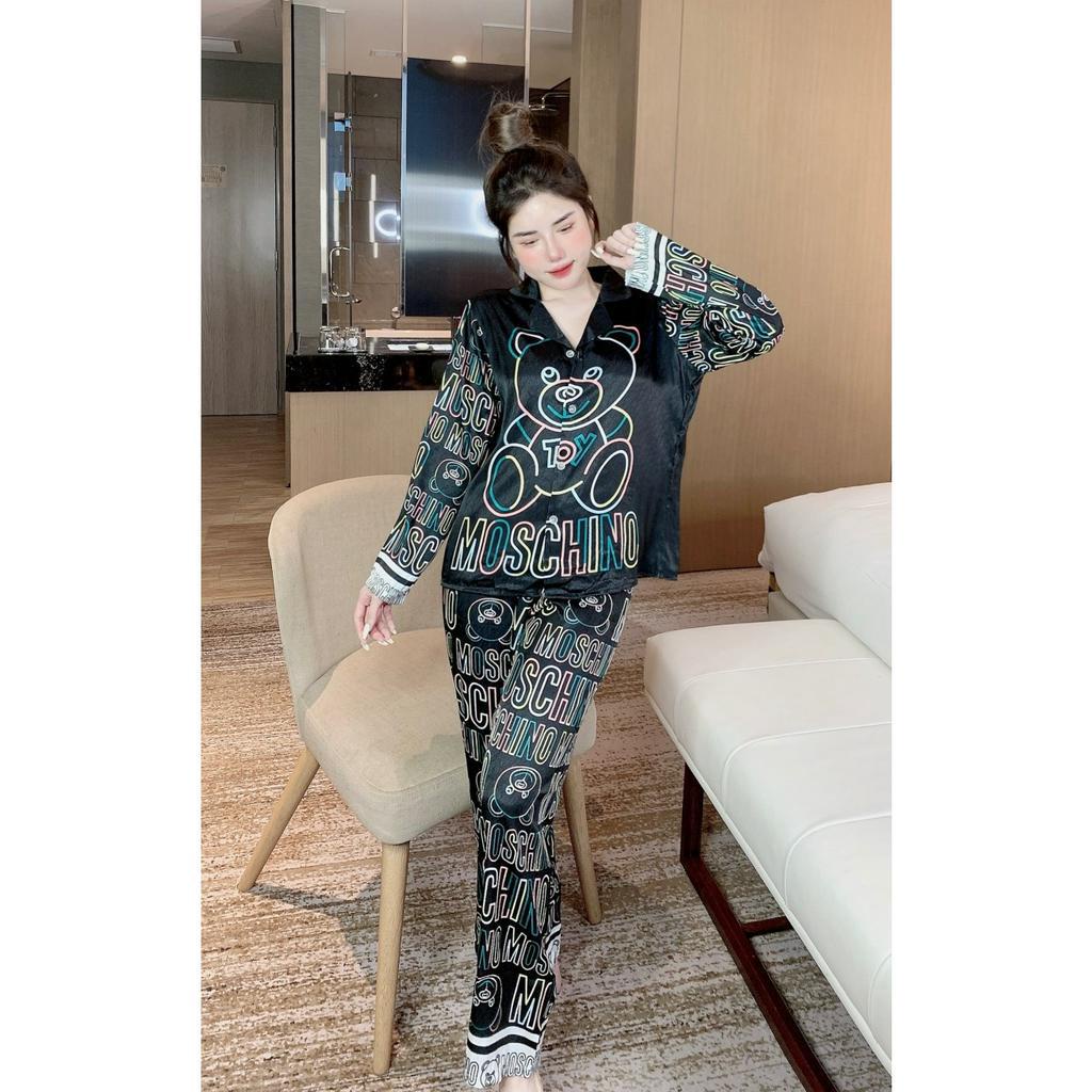 ĐỒ BỘ PYJAMA NỮ XƯỚC gấu MOS - đồ bộ mặc nhà