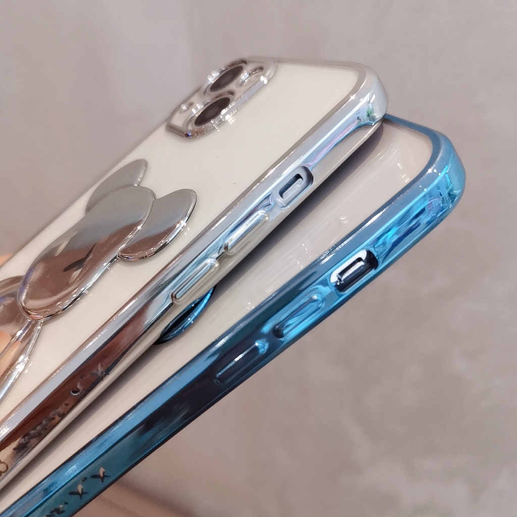 Ốp Điện Thoại Mạ Điện Hình Gấu Cho iPhone 14 13 12 11 pro Max mini XS Max XR SE 7 8 Plus