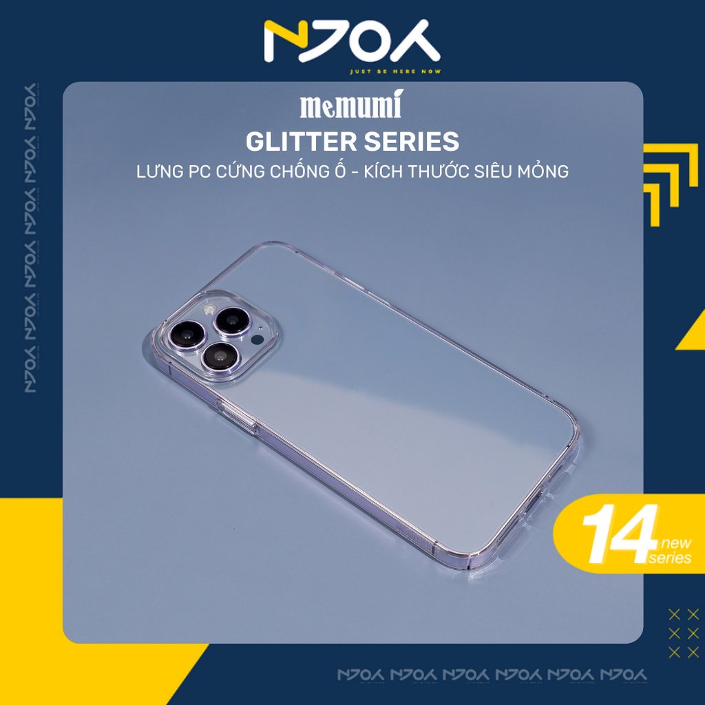 Ốp Lưng Trong Suốt Siêu Mỏng Memumi Glitter Series Chống Oxy Hóa 14 Pro Max 13 Pro Max 12 Pro Max 11 Pro Max