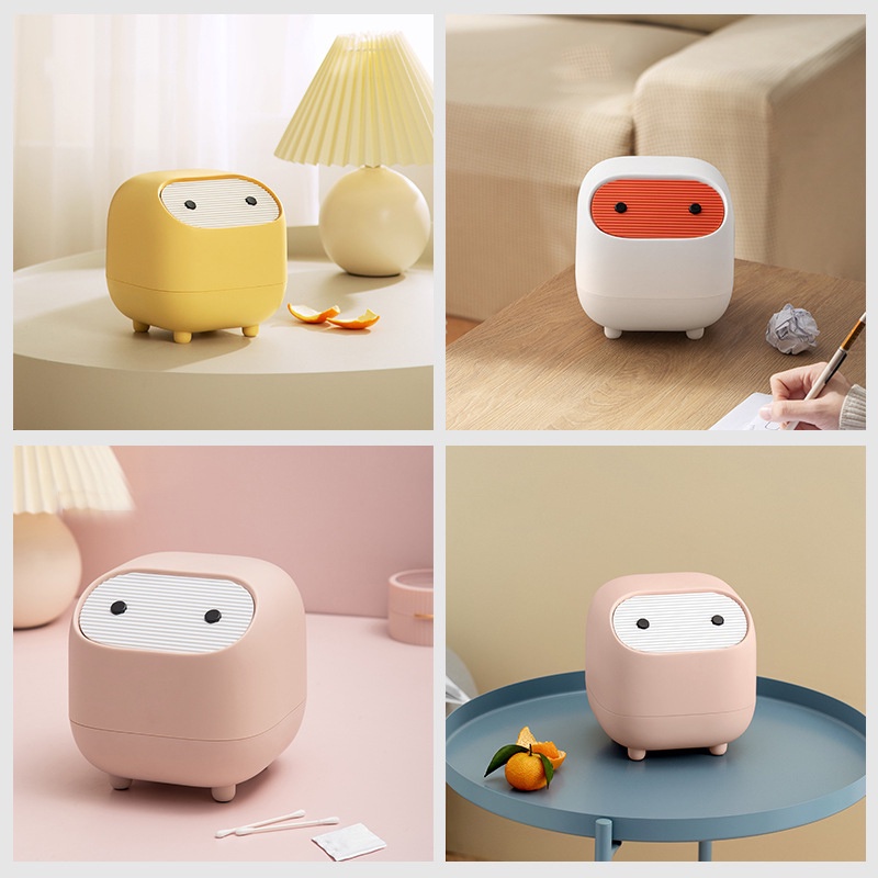 Thùng rác cỡ nhỏ để bàn Có Nắp Thiết Kế Dễ Thương