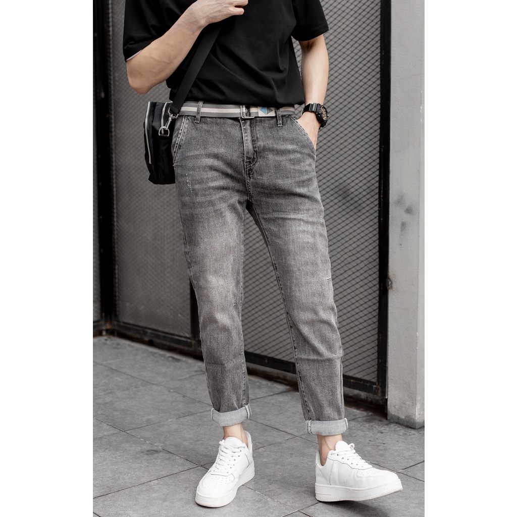 Quần Jeans Nam Dáng Vừa Chất Dày Màu Đen Cào Thời Trang 2STOREGLE Kiểu Dáng Slim Fit