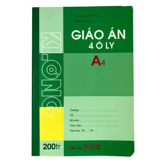 Vở Giáo Án 4 Ôly KLONG 200 Trang Mã Số 314