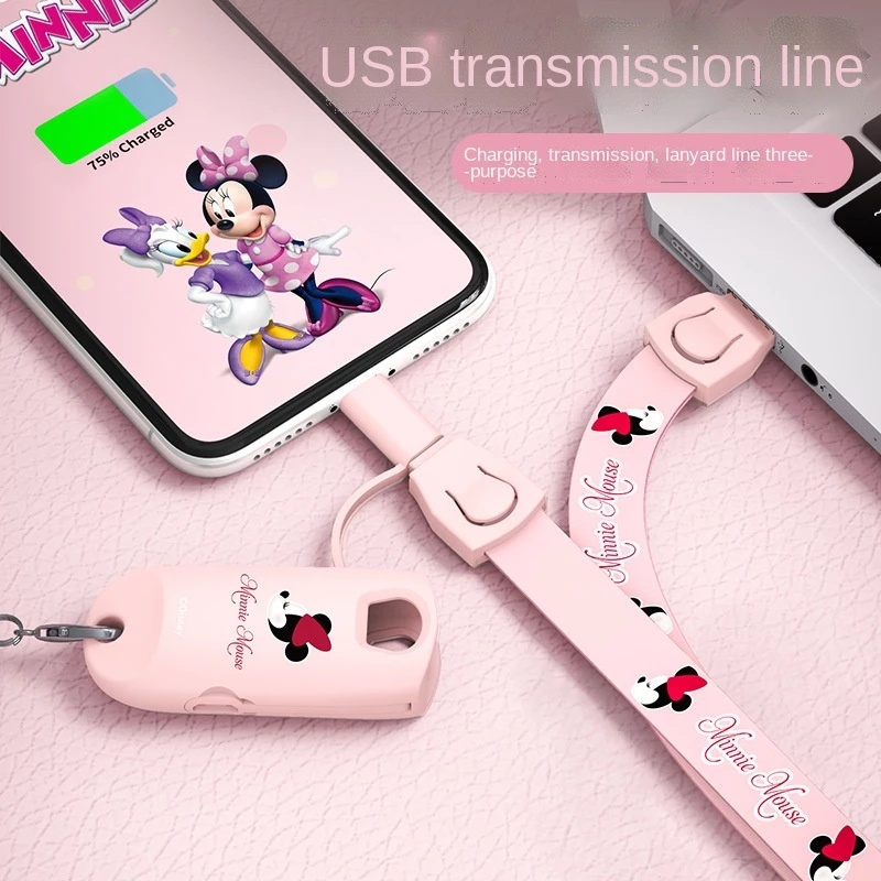 Disney Mickey Mouse Lanyard 3 Trong 1 Dây Cáp Sạc Nhanh 3 đầu Micro USB Type C Sạc Nhanh Cáp