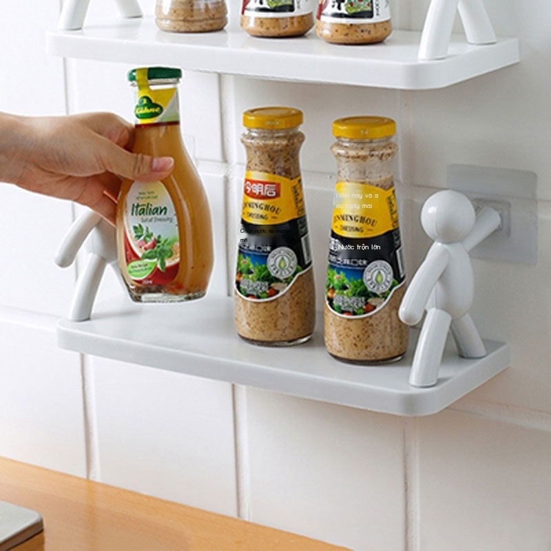 Kệ phòng tắm hình nhân để đồ dán tường để đồ nhà bếp chất liệu nhựa PP chắc chắn tiện lợi không cần khoan đục rất tiện