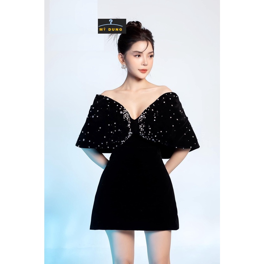 ĐẦM XOÈ TRỄ VAI ĐÍNH ĐÁ-SANG TRỌNG, GỢI CẢM-TÔN DÁNG