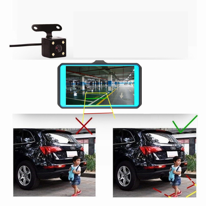 Camera Chiếu Hậu Hai Ống Kính DVR Hd 1080P Cho Xe Hơi