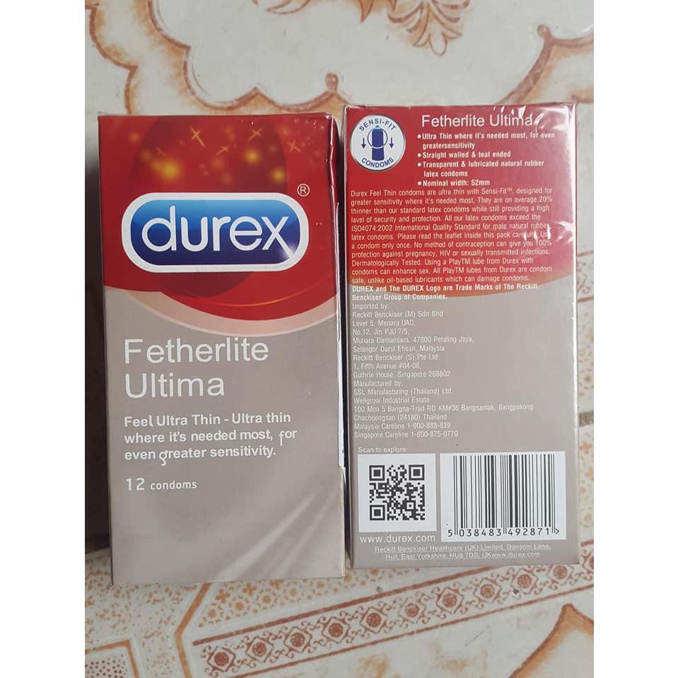 Combo  02 hộp Bcs Durex Fetherlite Ultima 12 chiếc  tặng 1 gel Durex Play 50ml 11091990