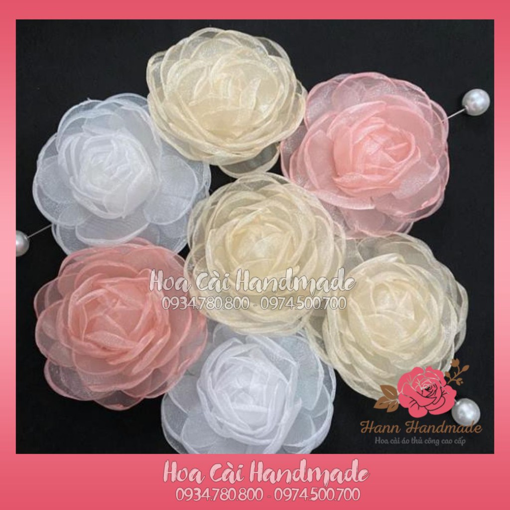 Hoa cài ❣️𝑭𝒓𝒆𝒆𝒔𝒉𝒊𝒑❣️  Hoa Cài Áo - Tag hoa voan cài áo không nhụy - Hoa vải Handmade - Hoa cài Hann 