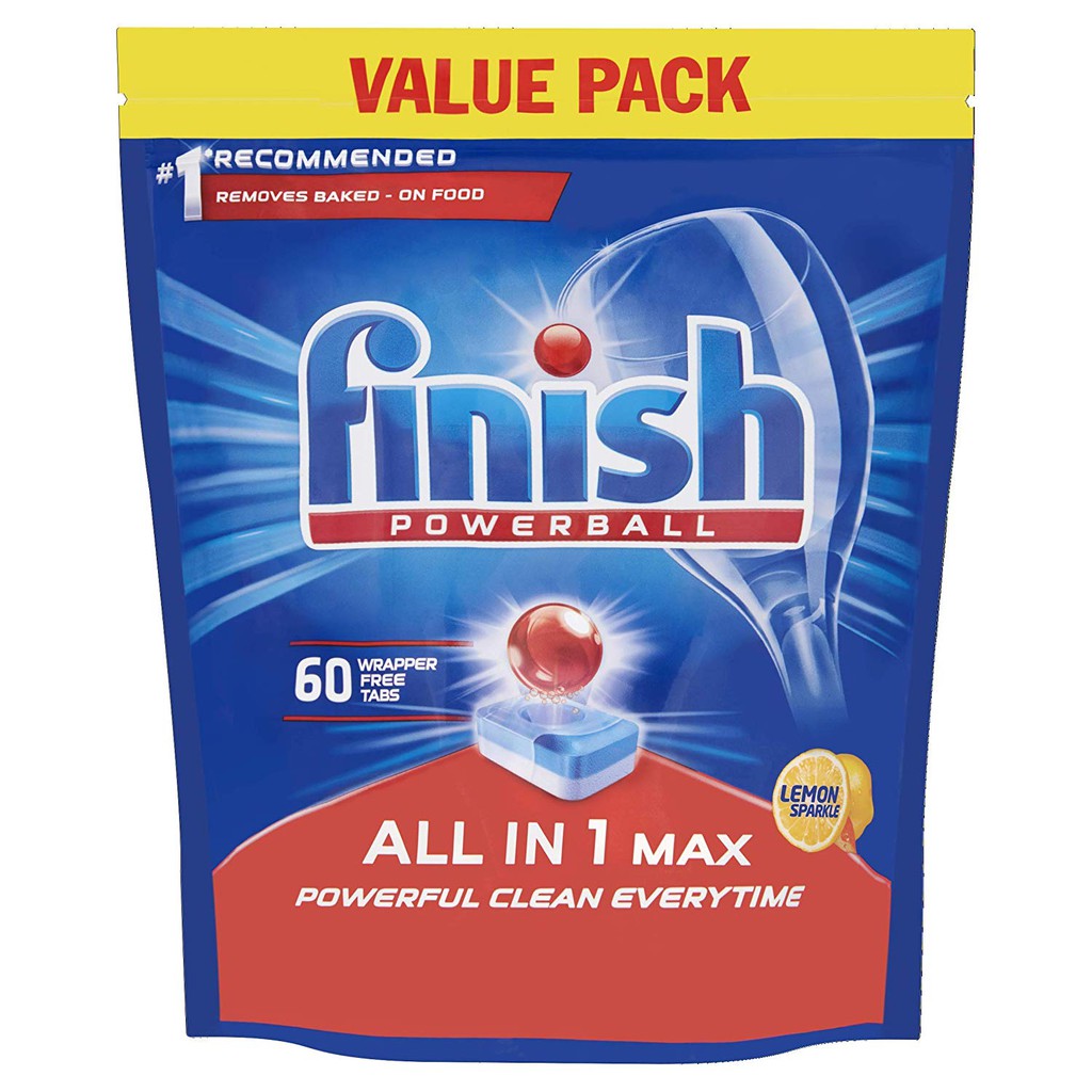 Viên rửa chén bát finish allin1 siêu cao cấp dùng cho máy tích hợp bóng muối bột vượt trội alio . smat ( Hộp 60 viên )