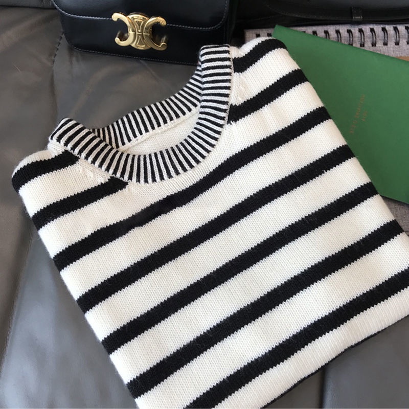 Áo Sweater Dệt Kim Không Tay Kẻ Sọc Ngựa Vằn Thông Dụng