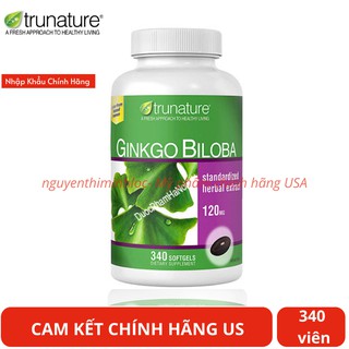 Viên uống Ginkgo Biloba Trunature 120mg hoạt chất cao - Viên Bổ Não, Tăng Cường Trí Nhớ Của Mỹ 340 Viên