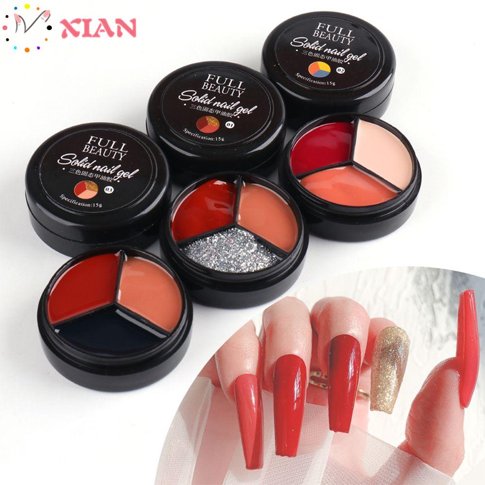 XIANSTORE Hot 3 Colors in 1 UV Nail Gel Reflective Glitter Gel Solid Cream Gel Semi-Permanent Soak Off Varnishes for Manicure Polish