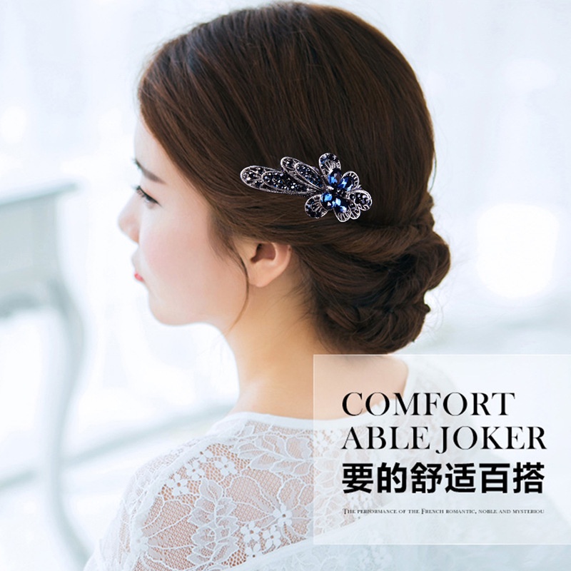 Kẹp Tóc Hình Nơ Đính Đá Phong Cách Vintage