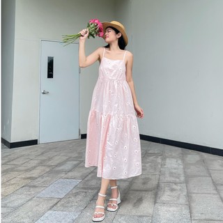 Đầm babydoll mieu dây hoa cúc 3 tầng - ha30