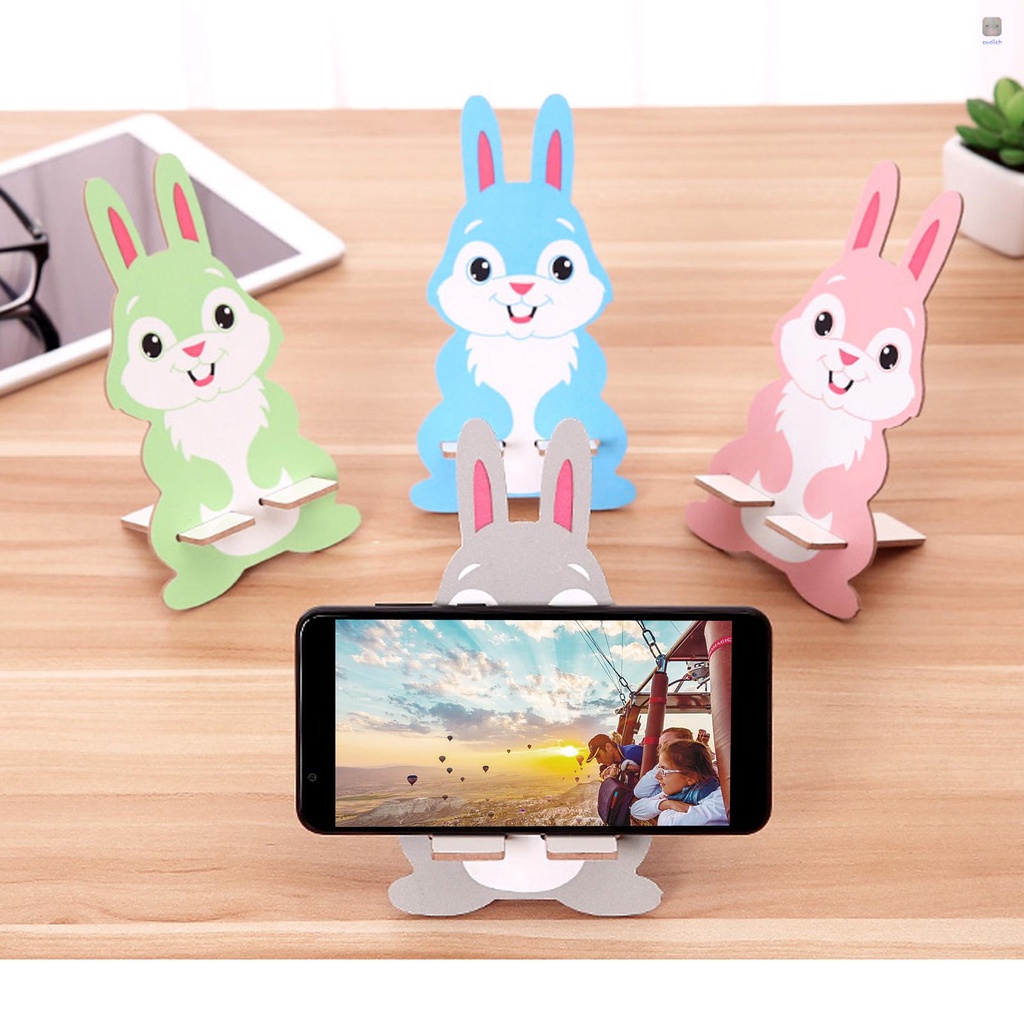 Giá Đỡ Điện Thoại/Máy Tính Bảng Bằng Gỗ Hình Chú Thỏ Hoạt Hình Đáng Yêu