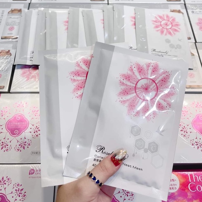 MẶT NẠ DƯỠNG DA COLLAGEN YẾN TƯƠI ROSE BEAUTY (HỘP 10 MIẾNG)