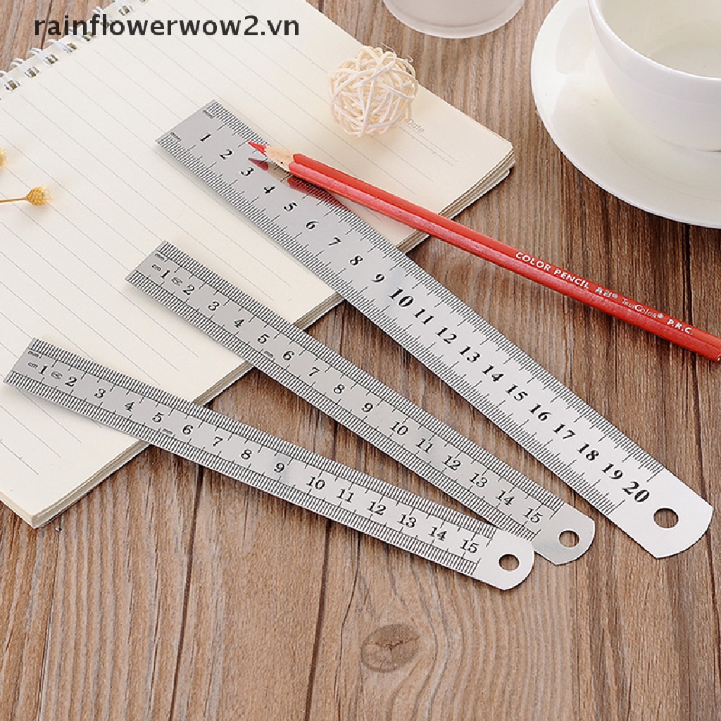 Công cụ thước thẳng hai mặt kim loại bằng thép không gỉ 15-30cm