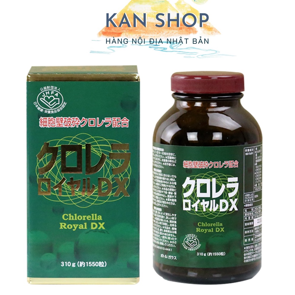 Tảo lục Chlorella Royal DX Nhật Bản | Hộp 1550 viên | 4524326200563 | Kan shop hàng Nhật