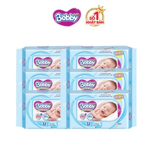  Bô 6 gói khăn ướt Bobby không mùi 32 miếng