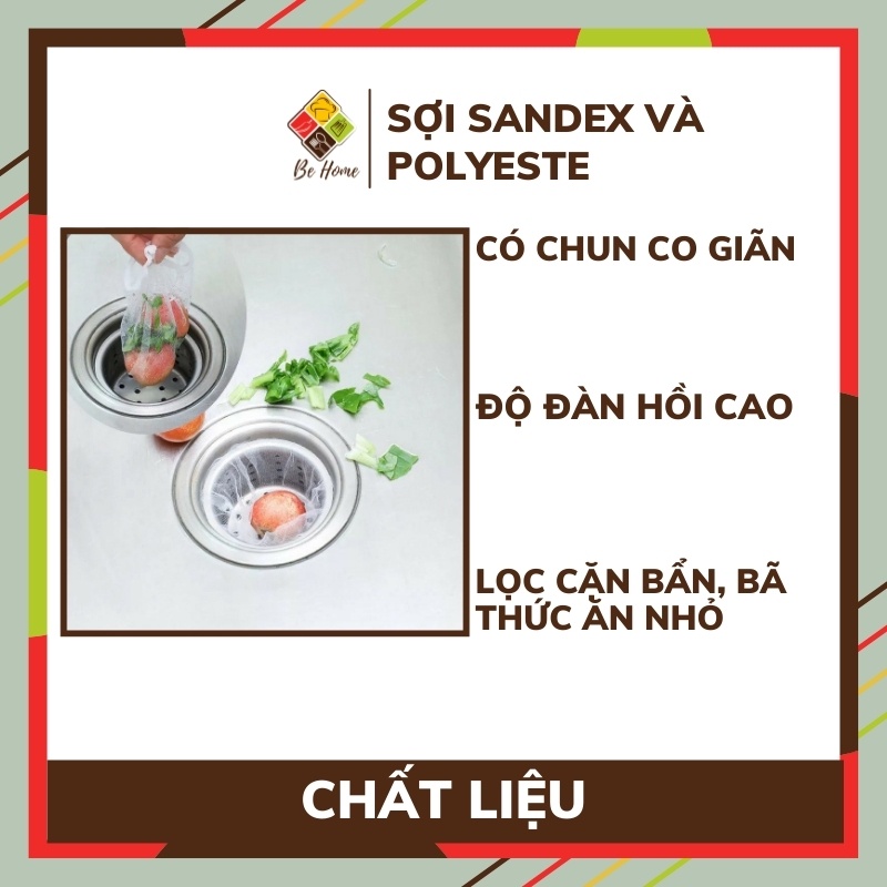 Túi Lọc Rác Bồn Rửa Chén Bát BEHOME Tiện Ích Đa Năng  túi lưới lọc rác bồn rửa bát -Tái Sử Dụng Khi Cần [COMBO RẺ NHẤT]