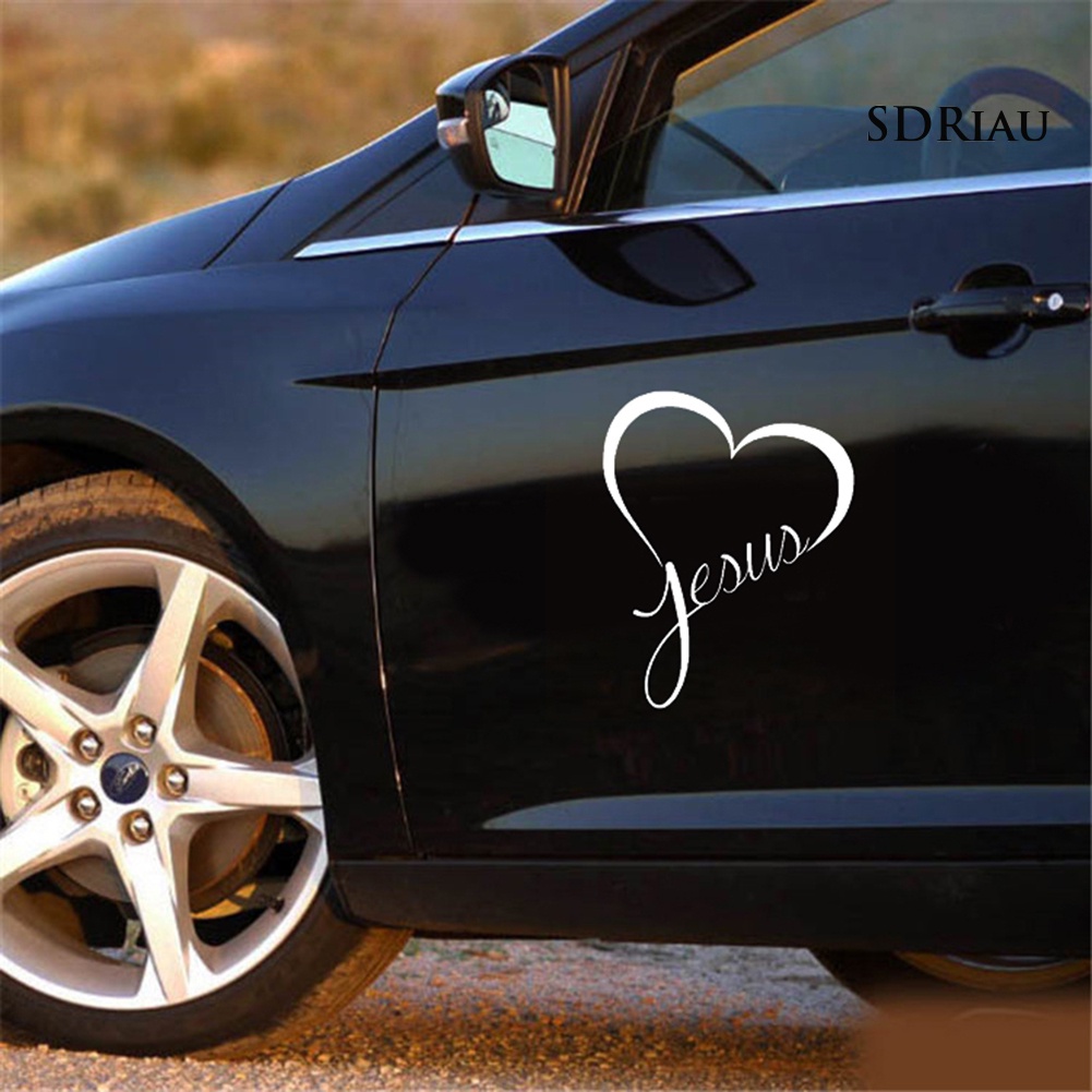 Miếng Dán Trang Trí Cửa Sổ Xe Hơi Chống Nước Tháo Được Hình Chúa Jesus Và Trái Tim