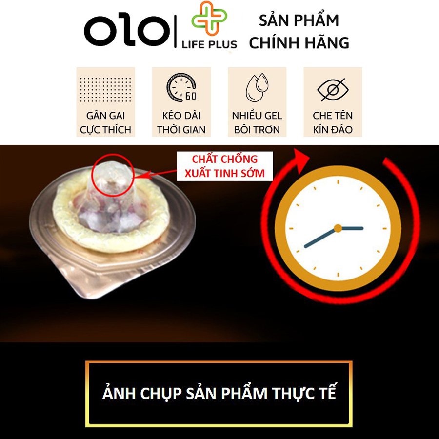 Bao cao su Goldentime  Super Long & Strong  siêu mỏng và chứa hợp chất Benzocain giúp kéo dài cuộc yêu.- Life Plus
