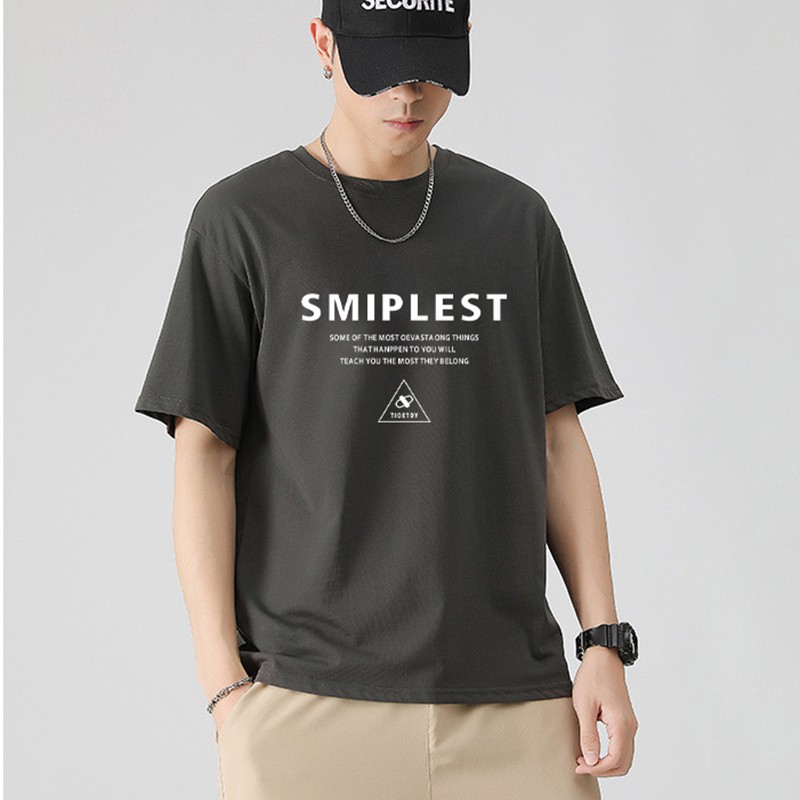 Áo thun nam nữ unisex tay lỡ phông form rộng teen cổ tròn oversize cotton SMIPLES giá rẻ màu đen trắng tee pull freesize