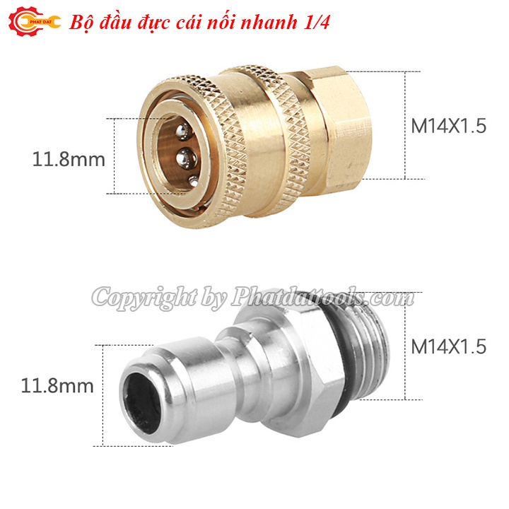 Đầu nối nhanh ren 14mm: đầu đực, đầu cái