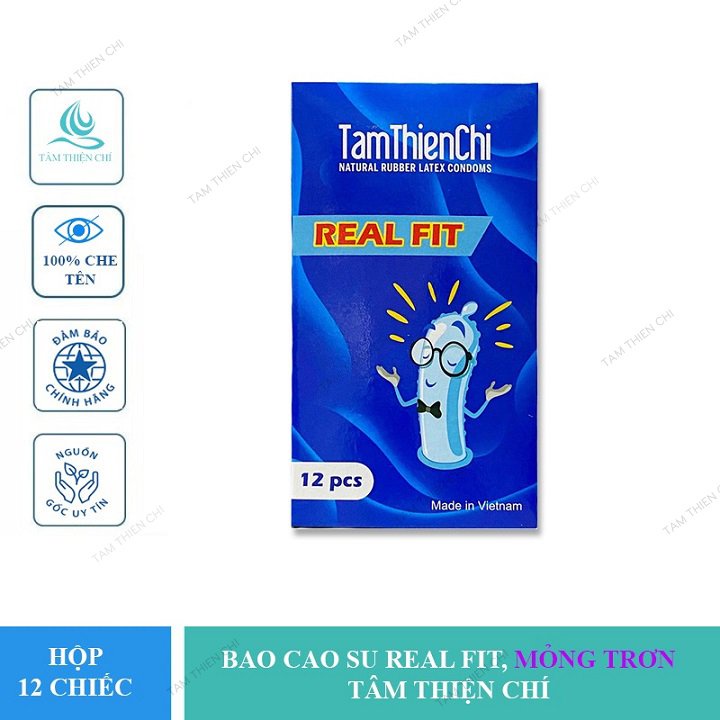 Bao cao su Tâm Thiện Chí Real Fit 49mm hộp 12 chiếc