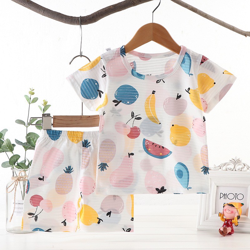 [Mẫu Mới 2021] Bộ Đồ Cotton Cộc Tay Sợi Tre Mặc Hè Chất Đẹp Cho Bé