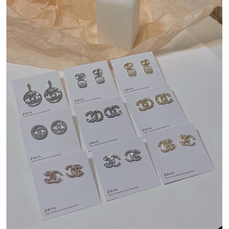 Bông tai xi mạ CD ngọc đá cô dâu -dự tiệc