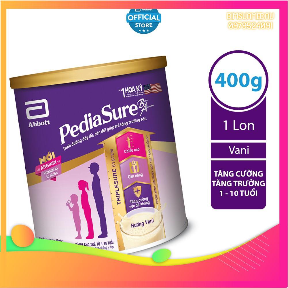 [Bimsuamedau]- Sữa bột Pediasure 400g hương vani