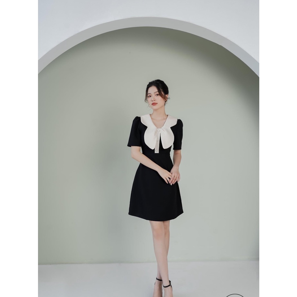 Đầm váy dáng xòe Tiểu Thư cổ Cắt hình nơ size S M L