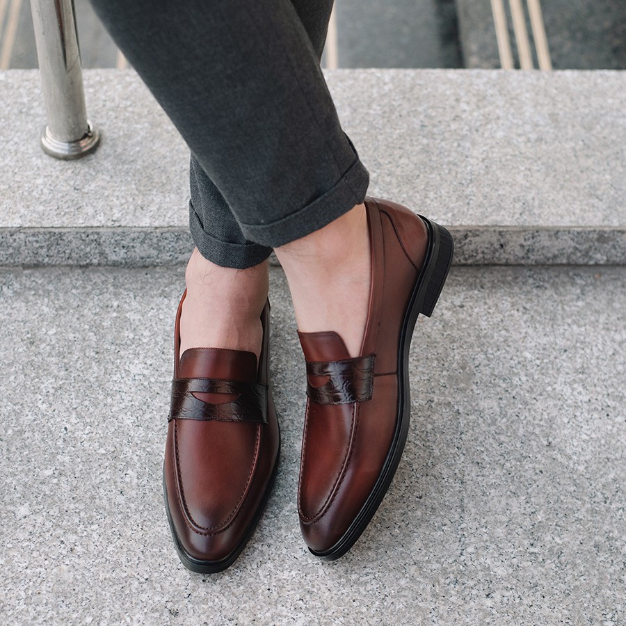 Giày Loafers nam LAFORCE da bò GNLA1268-NDO Tặng Tất Nam Cao Cấp